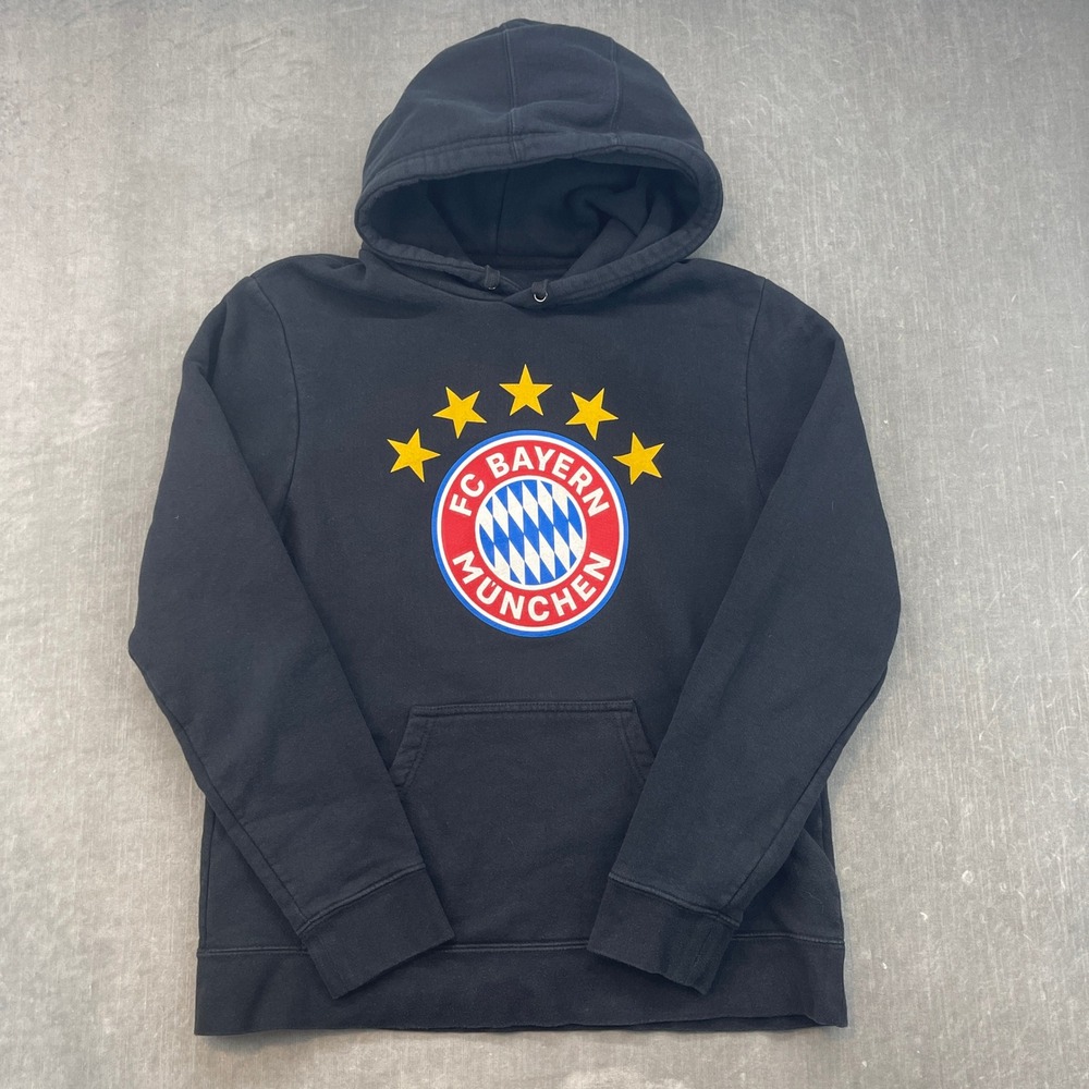 Bayern Munchen FC Fanatics Mens Large Heavy Black Hoodie Soccer Pullover 5 Stars